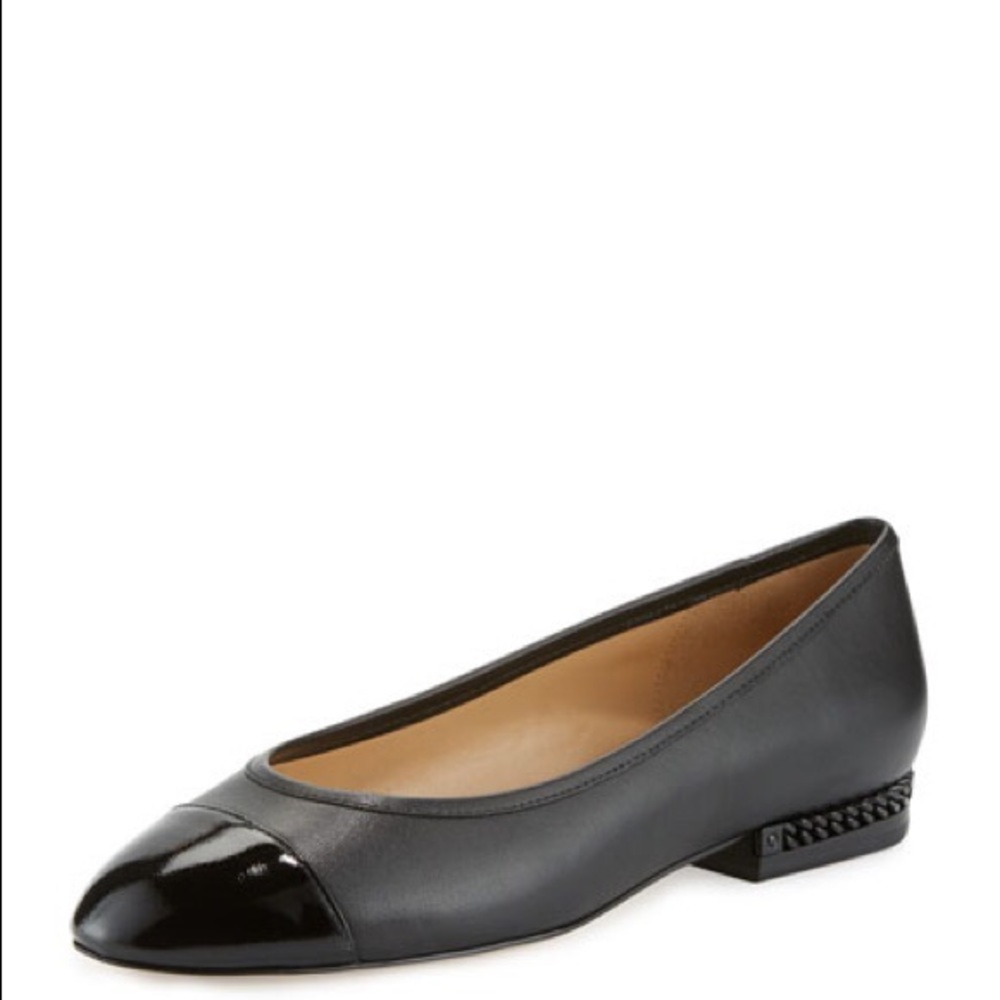 MICHAEL KORS Sabrina Black Ballet Leather Flat 8.5